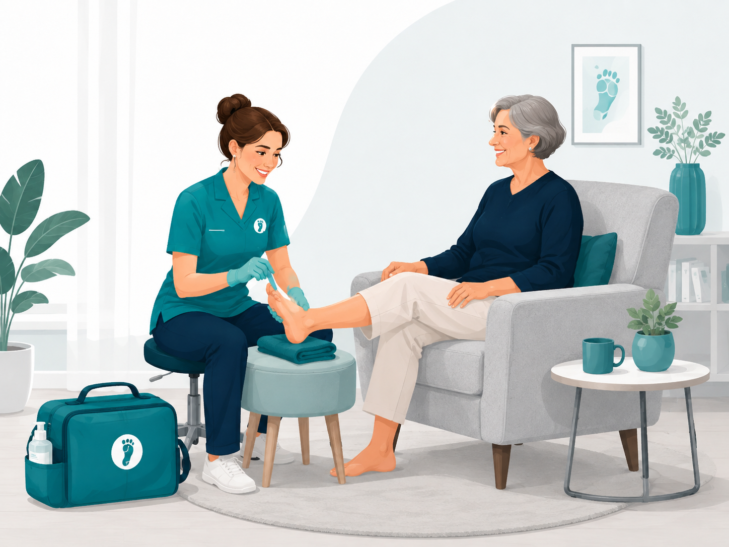 Mobile foot care service illustration